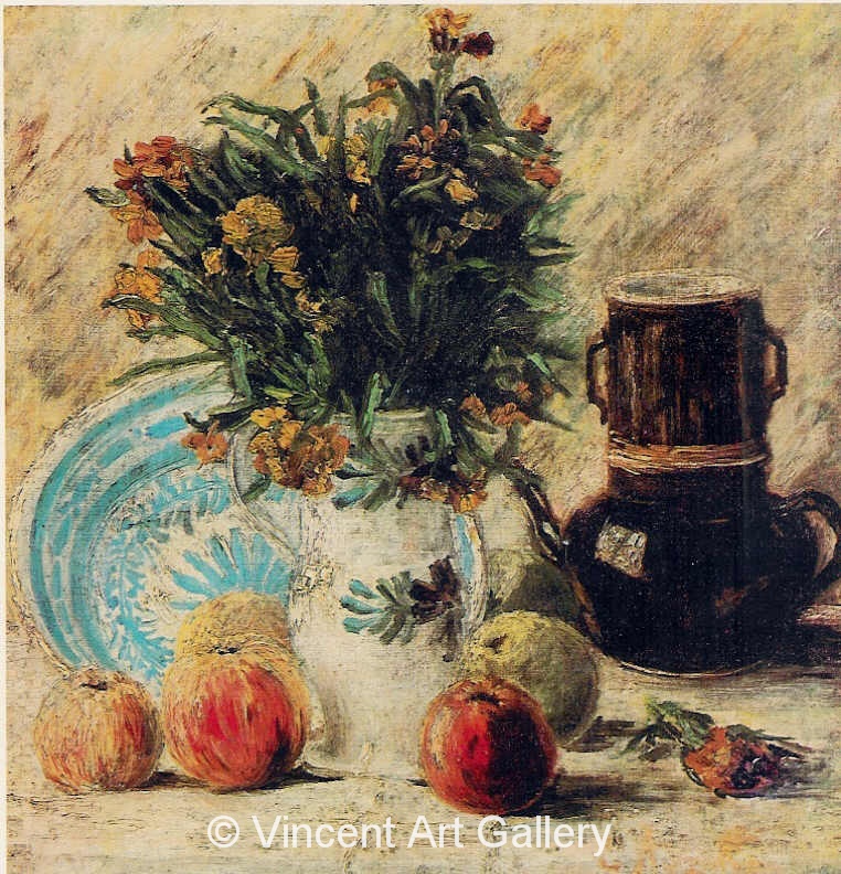 JH1231, Vase with Flowers, Coffeepot and Fruit